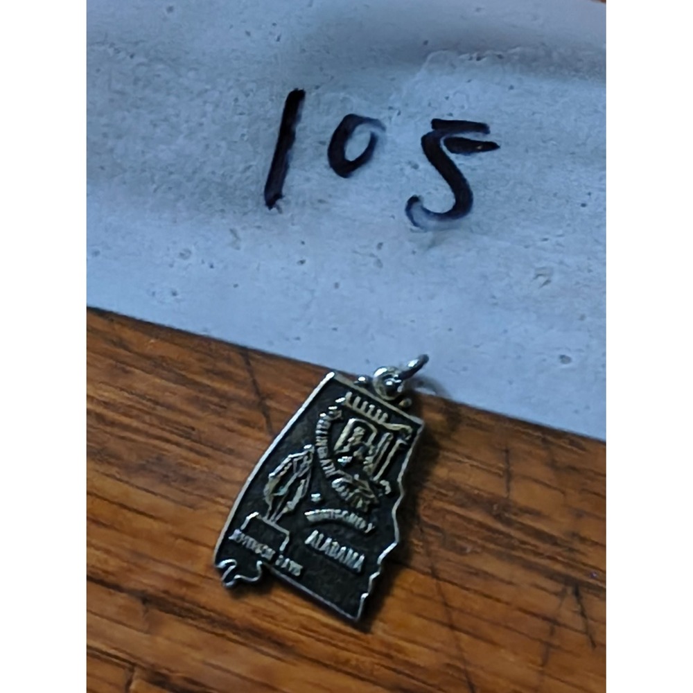 Vintage Alabama State Map Sterling Silver Charm Pendant Bellingrath Gardens